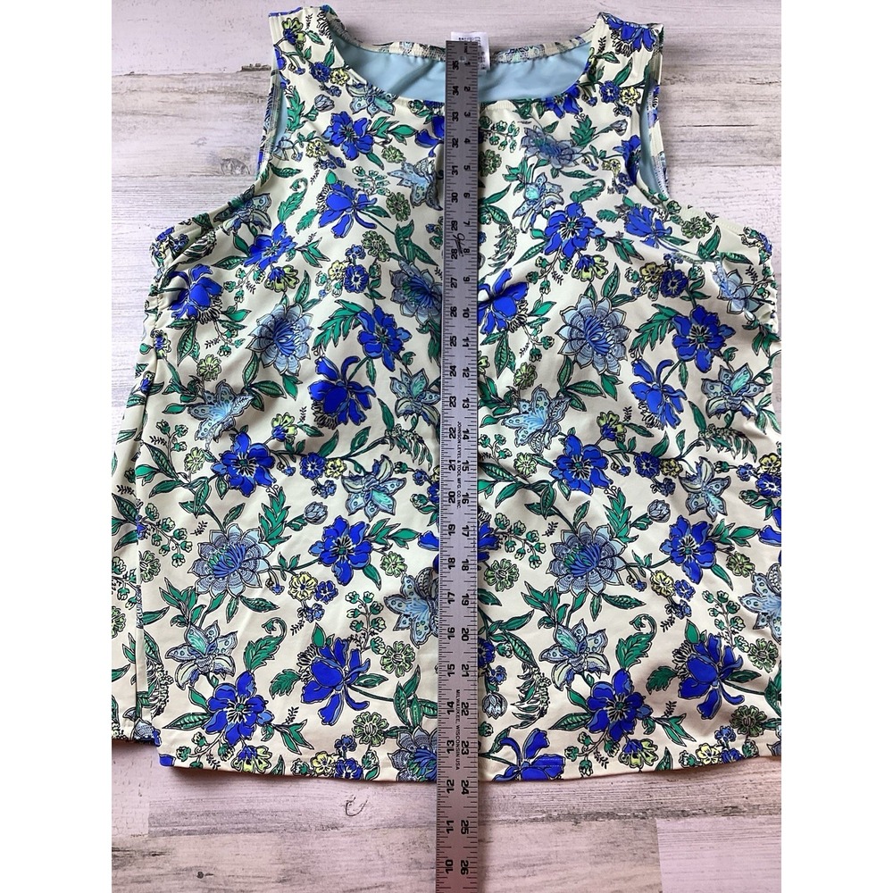 Lands' End Womens Size 20W Blue White Floral Wide Straps Tankini Swim Top